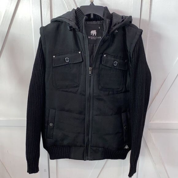 American Stitch Men's Knitted Long Sleeve Hooded Vest Jacket Size Small - Picture 7 of 14